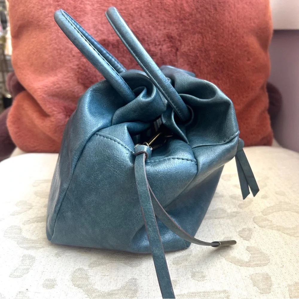 Teal Vegan Leather Mini Satchel/Crossbody